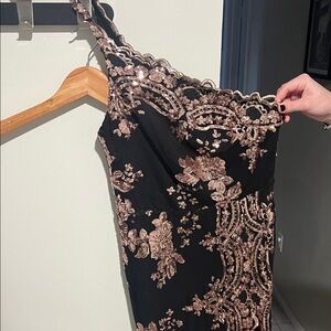 Elegant Black and Gold Embellished Dress